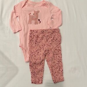 Carter's Pink Deer Print Kids Matching Set